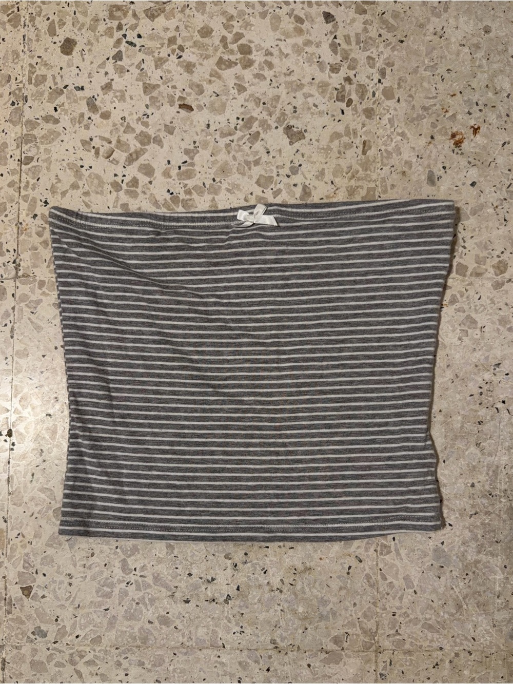 Edikted Grey & White Striped Strapless Tube Top